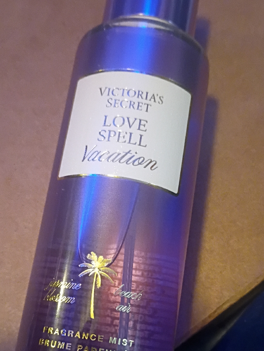 Victoria's Secret Love Spell Vacation Fragrance Mist - Purple with Gold Accents